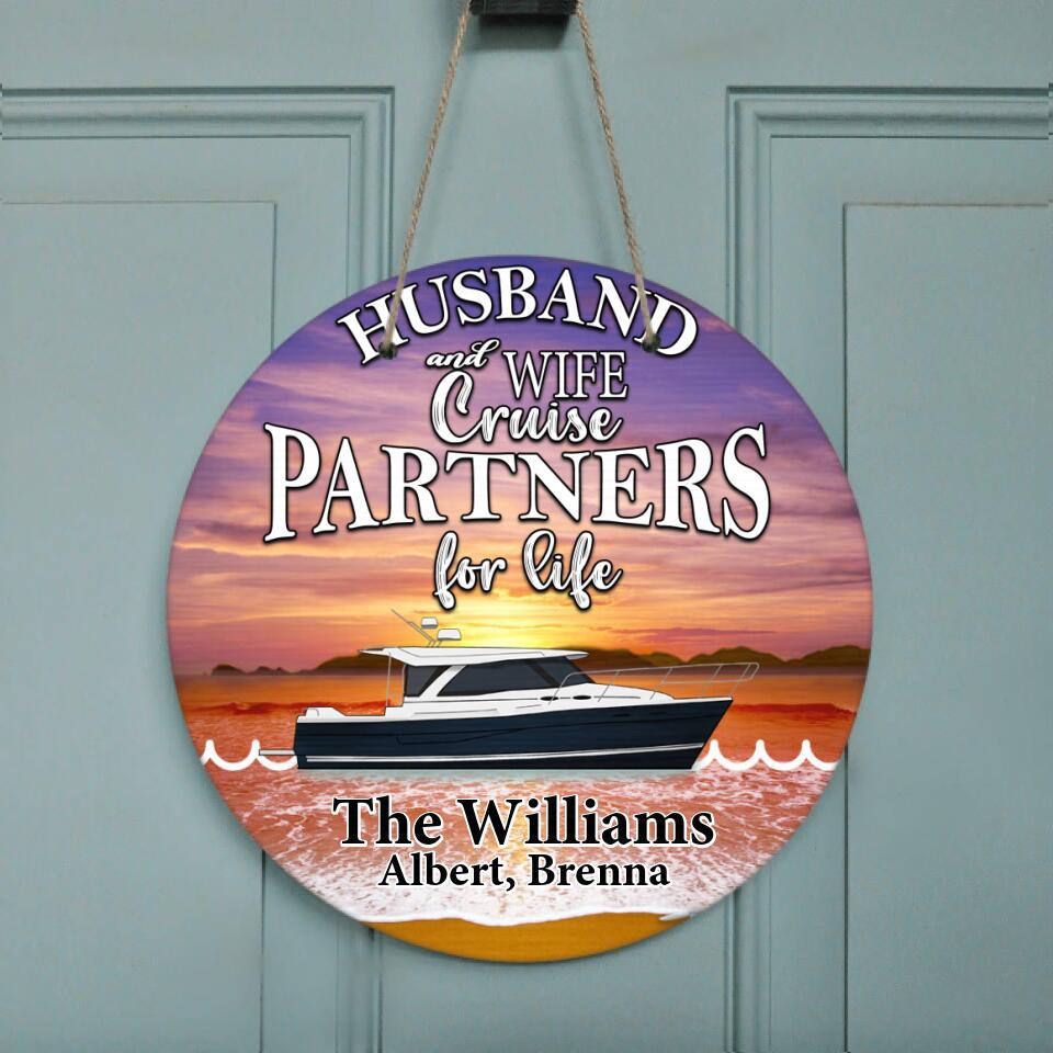 Personalized Cruise Door Sign - Best Gifts For Couple - Husband And Wife Cruise Partners For Life
